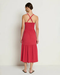 Penelope Cross Back Midi in Heartbeat Red