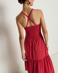 Penelope Cross Back Midi in Heartbeat Red