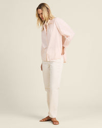 Trovata Birds of Paradis Clothing Zola Blouse in Pink Micro Stripe