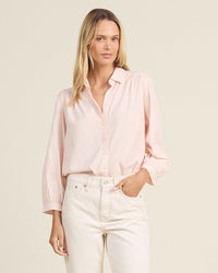 Trovata Birds of Paradis Clothing Zola Blouse in Pink Micro Stripe