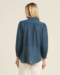 Trovata Birds of Paradis Clothing Zola Blouse in Teal Cotton Voile