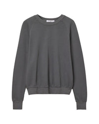 The perfectwhitetee Alexi French Terry Sweatshirt in Charcoal is a soft, long-sleeved crewneck with ribbed cuffs and waistband, shown here in solid dark gray against a white background.