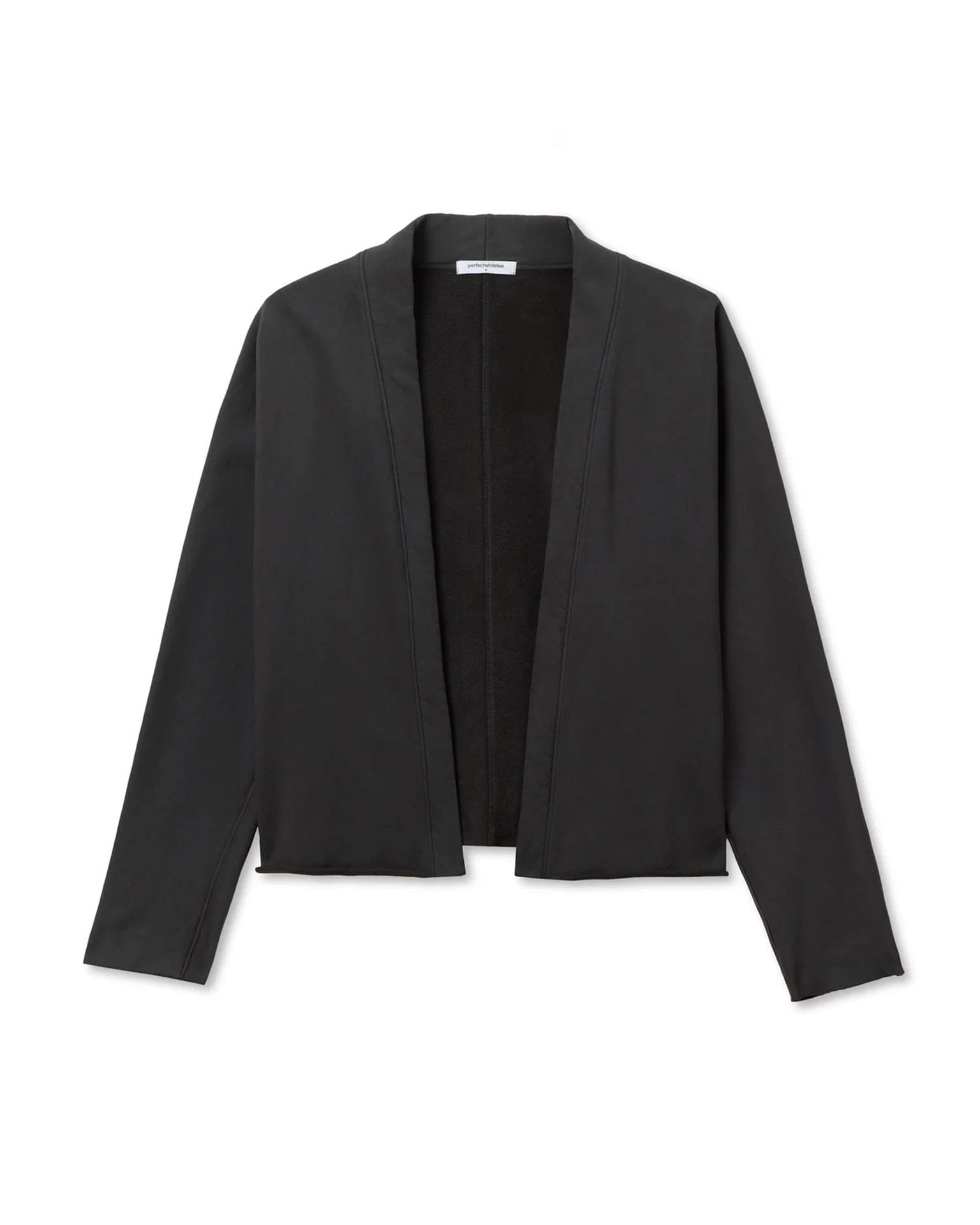 perfectwhitetee Clothing Olivia Fleece Short Cardigan in Vintage Black