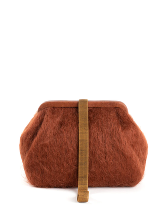 Susan Solid Mohair Clutch in Chestnut