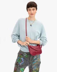 Petit Moyen Messenger-Medium Woven Diagonal in Garnet