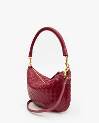 Petit Moyen Messenger-Medium Woven Diagonal in Garnet