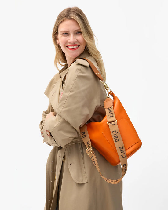 Clare V. Ciao Adj Crossbody Strap in Tan/Chocolate 