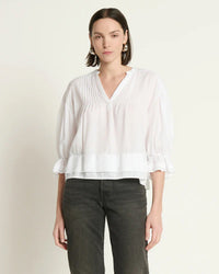 Nation LTD Scarlet Pintuck Blouse in White 