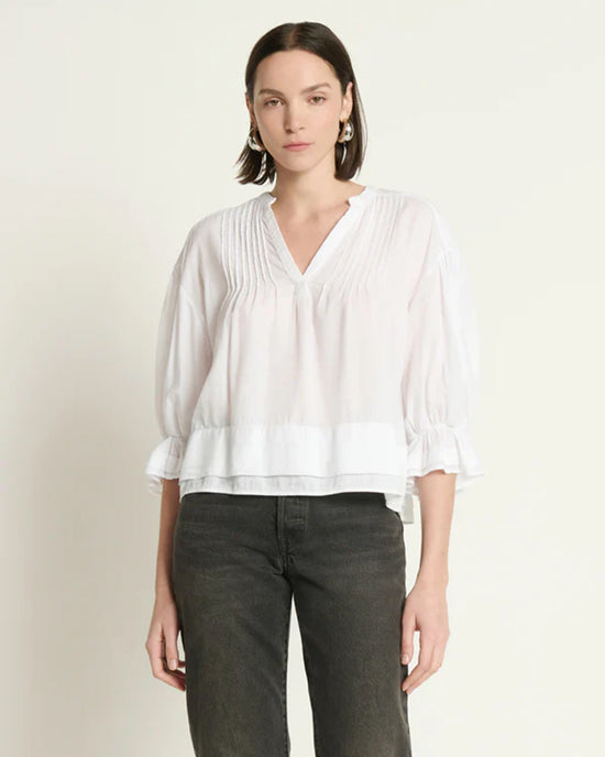 Nation LTD Scarlet Pintuck Blouse in White 
