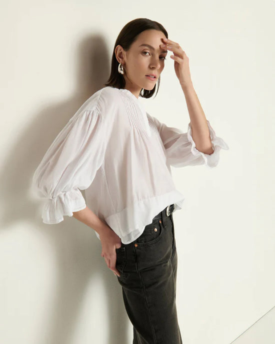 Nation LTD Scarlet Pintuck Blouse in White 