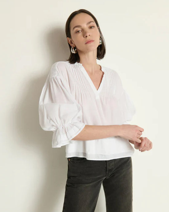 Nation LTD Scarlet Pintuck Blouse in White 