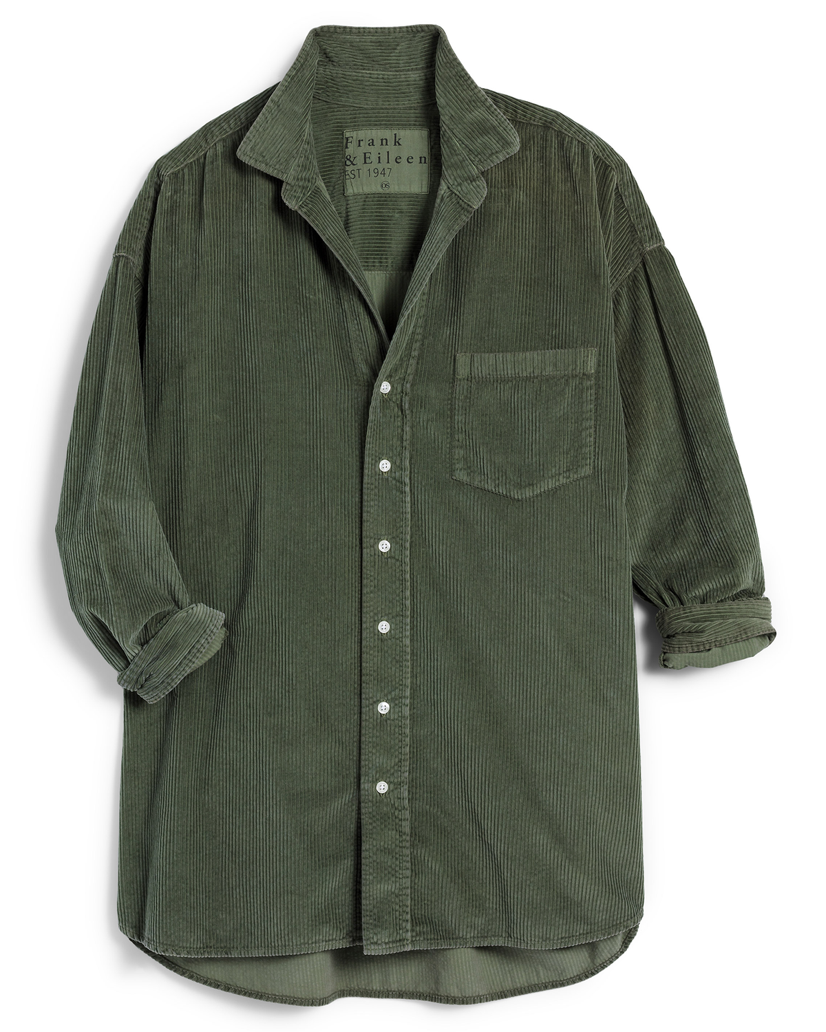 Shirley Oversized Button Up in Army Micro Cord