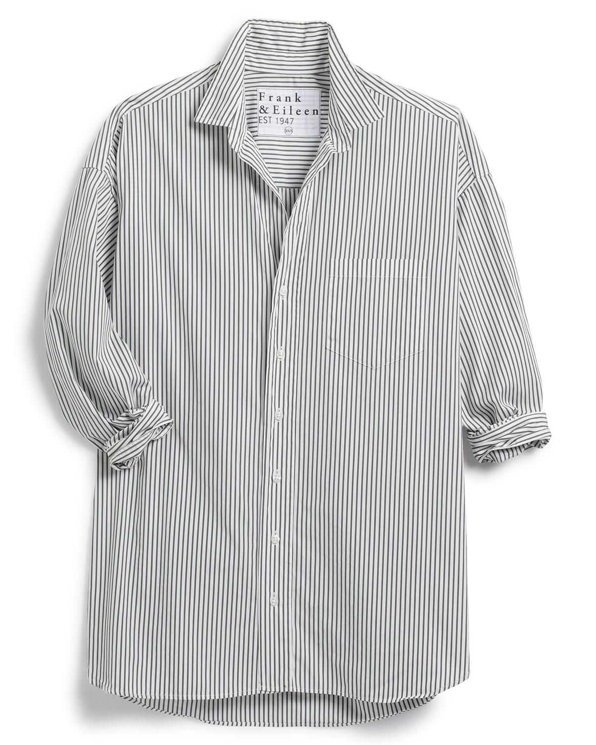 Shirley Oversized Button Up in Green Stripe