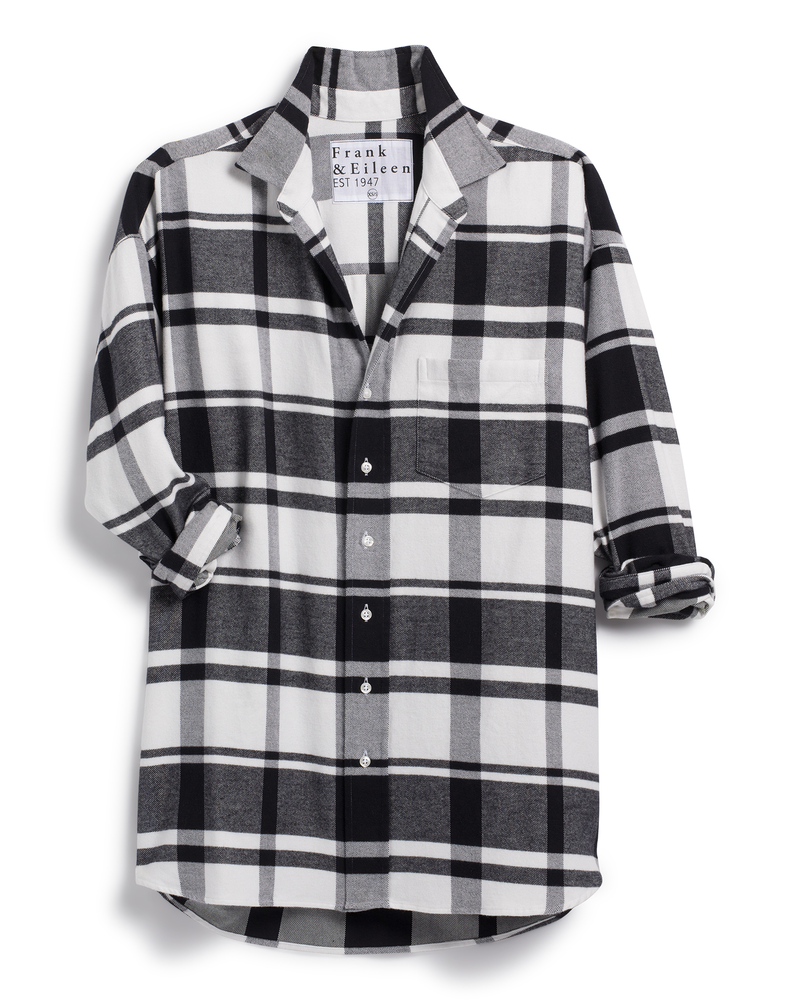 Shirley Oversized Button Up Shirt in Large Black, White Plaid