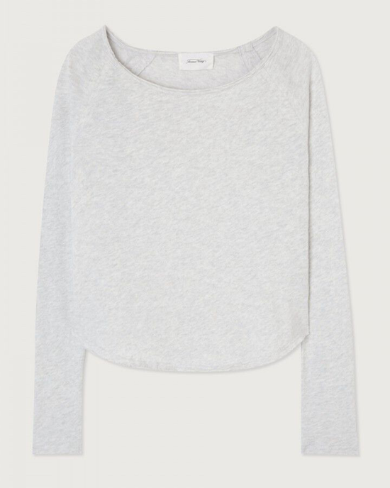 Sonoma L/S Scoop in Arctique Chine plain white long-sleeved cropped top on a white background by American Vintage.