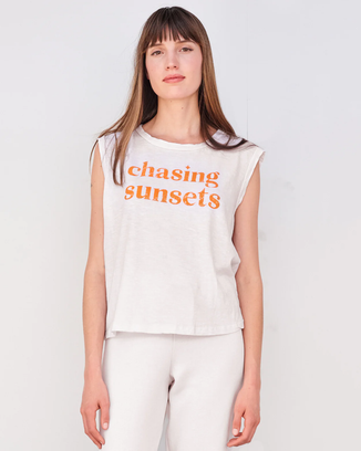 Chasing Sunsets Muscle Tank in Cream