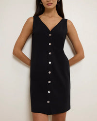 Sylvie V-Neck Mini Dress in Jet Black