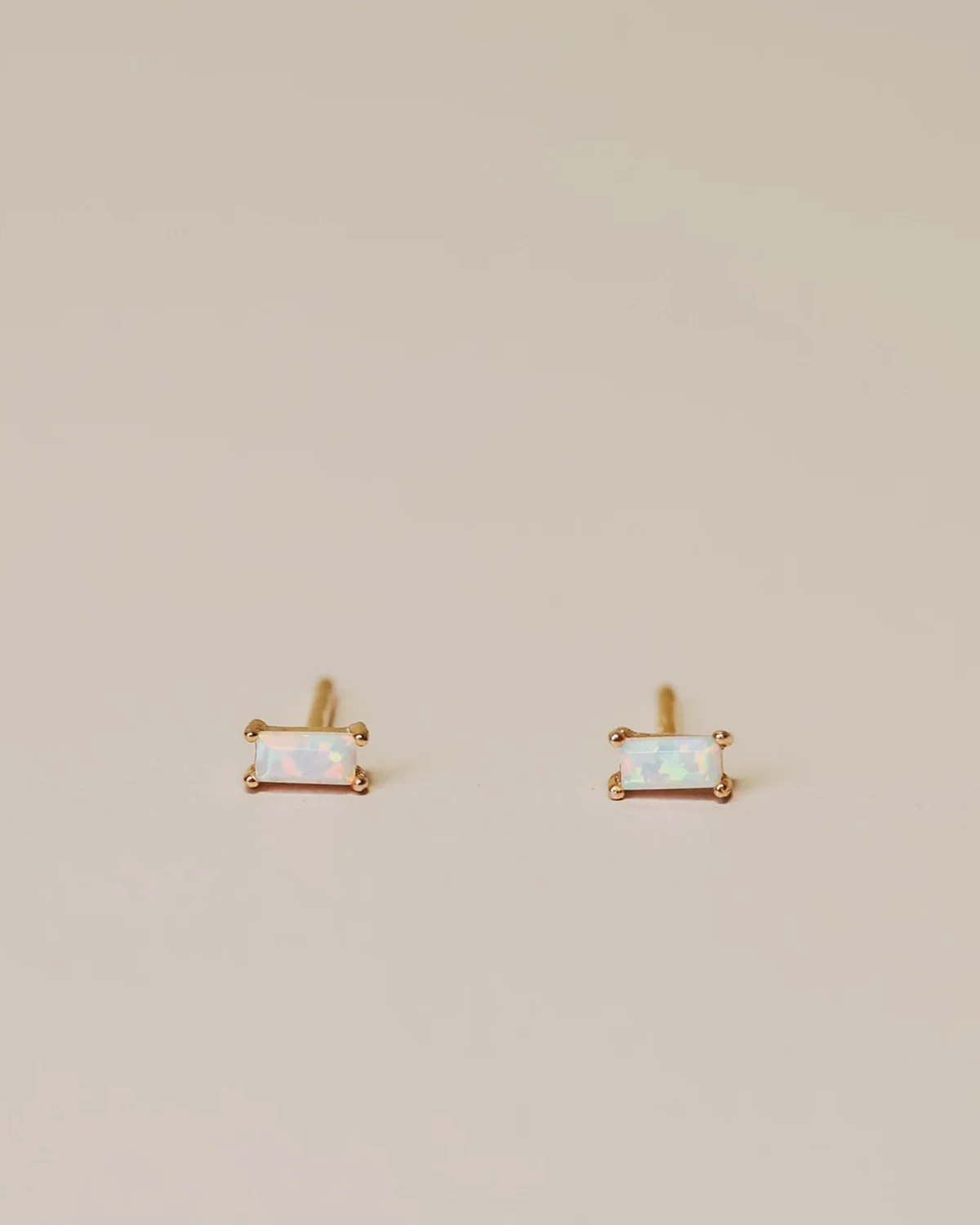 White Opal Baguette Earrings