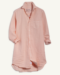 A lightly crumpled, long-sleeve, pale pink Frank & Eileen shirt displayed against a white background.