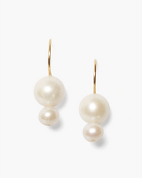 A pair of Chan Luu CL 2 White Pearl Drop earrings on a white background.