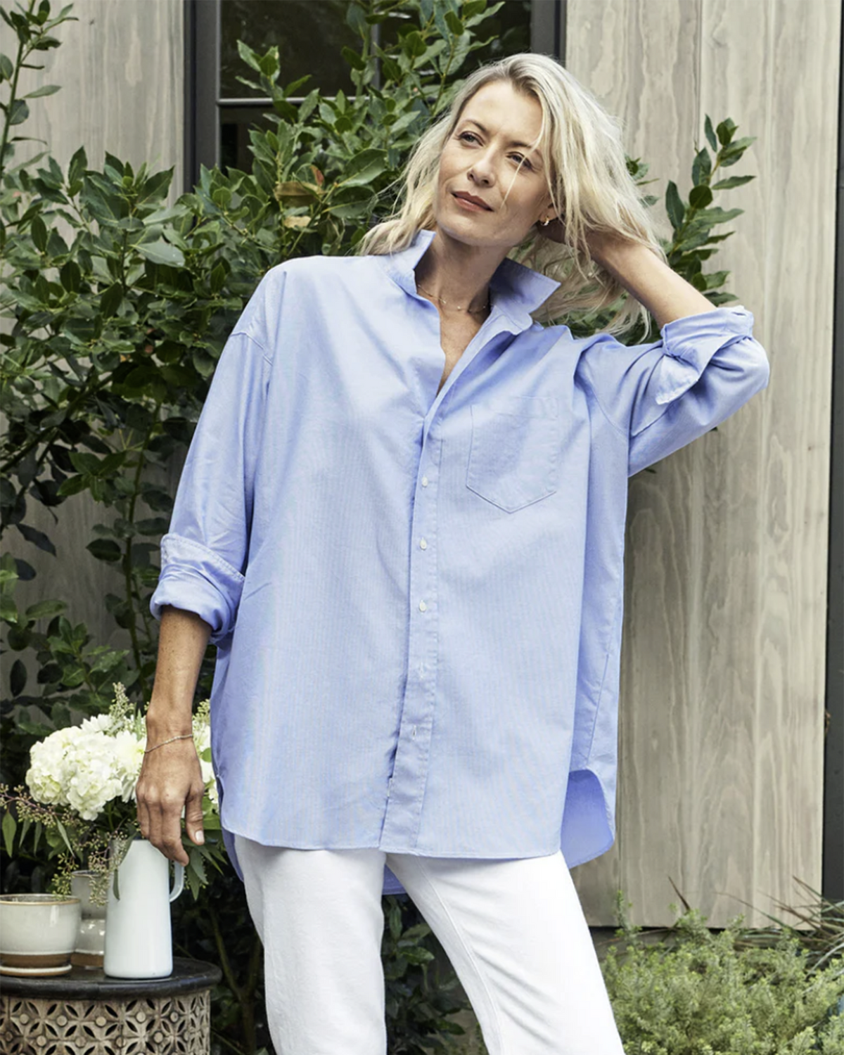 Shirley Oversized Button Up in Blue