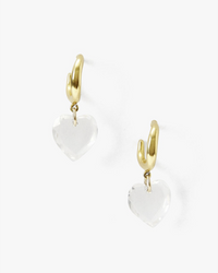 A pair of Chan Luu CL Earrings EG-5383 in Crystal with heart-shaped pendants.