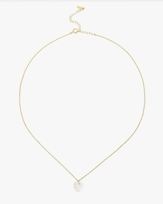 18k gold-plated sterling silver chain necklace with a Chan Luu CL Necklace NG-14389 in Crystal heart pendant on a white background.