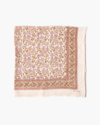 Vintage Floral Bandana in Mauve Chalk with a decorative border on a white background, crafted in India by Chan Luu.