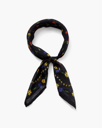 Black Chan Luu Spring Floral Bandana tied in a knot against a white background.