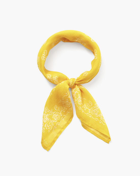 Chan Luu Classic Bandana in Lemon with paisley pattern isolated on white background, crafted in India.