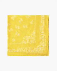 Chan Luu Classic Bandana in Lemon with a yellow and white paisley pattern design, crafted in India.