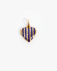 Clare V. Stripe Heart Locket in Navy 