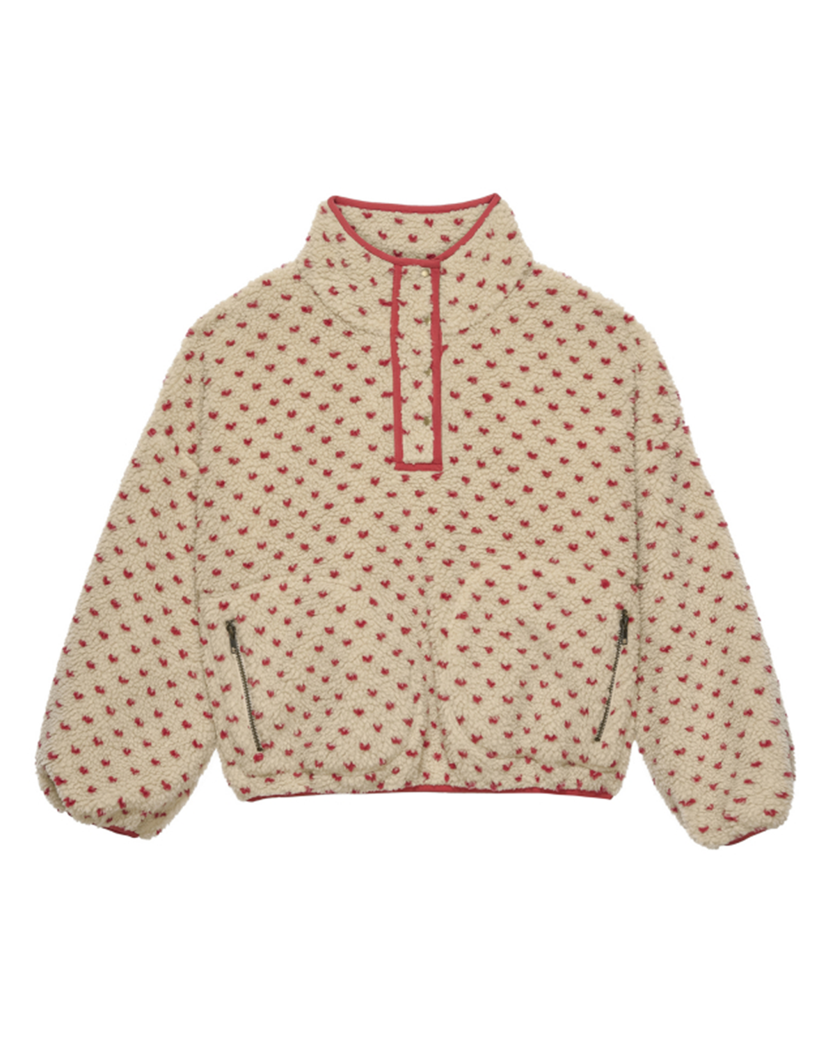 The Countryside Pullover in Oat w/ Red