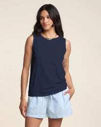 Taurus Crew Tank Top in Navy