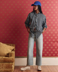 The Daily Button Up in Blue Club Stripe - Bliss Boutiques