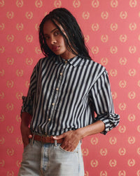 The Daily Button Up in Blue Club Stripe - Bliss Boutiques
