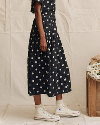 The Highland Skirt in Navy w/ Cream Polka Dots - Bliss Boutiques