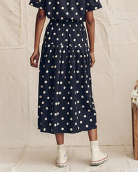The Highland Skirt in Navy w/ Cream Polka Dots - Bliss Boutiques