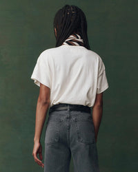 the Great Clothing The Boxy Crew w/ Horse Embroidery in Washed White