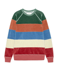 The Pieced Stripe Velour College Sweatshirt in Arroyo Stripe