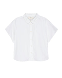 The Valor Top in White by the Great is a versatile staple, featuring a classic collar and short sleeves, and is displayed on a plain background.