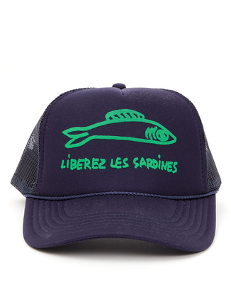 Leberez Les Sardines Trucker Hat in Navy w/ Green