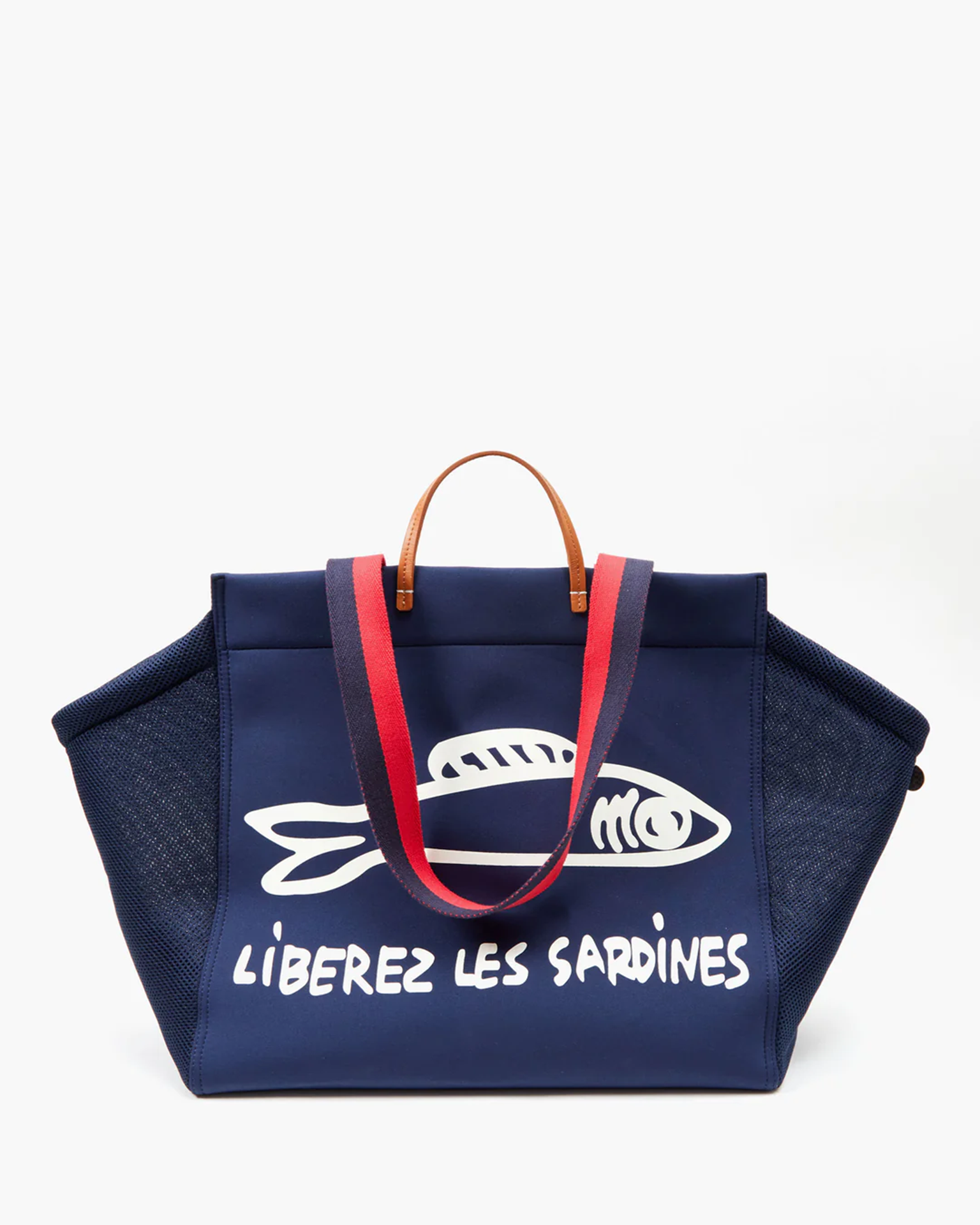 Clare V. Les Sardines Neoprene Trucker Beach Tote in Navy w/ Cream - Bliss  Boutiques