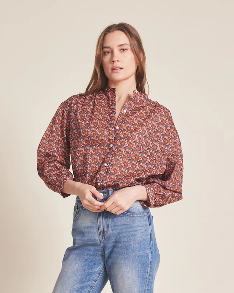 Lily Blouse in Cardinal Ditsy