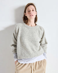Vito Crewneck Sweater w/ Cuff Slv in Gris Clair - Bliss Boutiques
