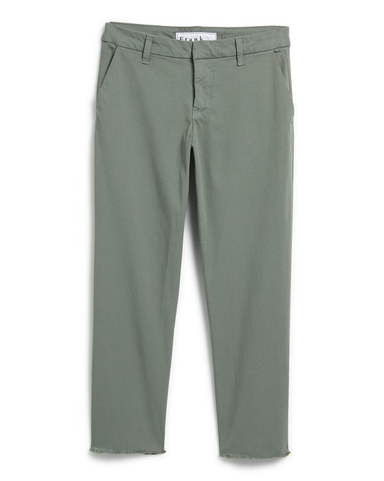 A pair of Wicklow Italian Chino in Rosemary pants by Frank & Eileen displayed flat on a white background.