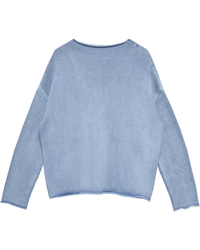 Light blue Demylee Lamis Boatneck sweater laid out flat against a white background.