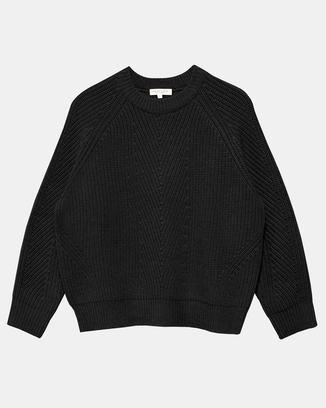 Chelsea Raglan Wool Sweater in Black