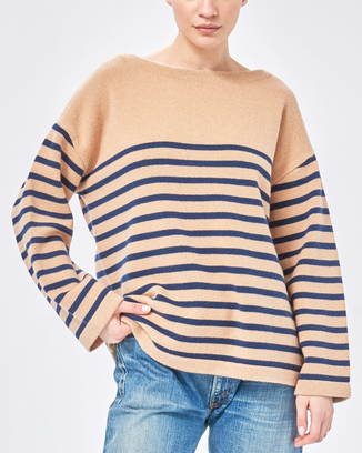 Jadran Stripe Sweater in Biscuit/Dark Indigo