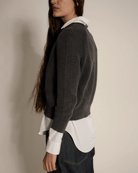 Chelsea Washed Cotton Sweater in Black - Bliss Boutiques